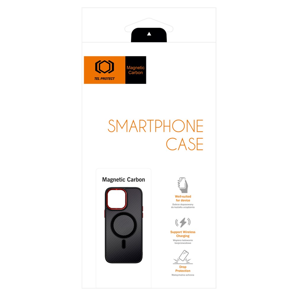 Husa Carbon Magnetica TelProtect pentru Iphone 15 Pro Negru-Rosu - 3 | YEO